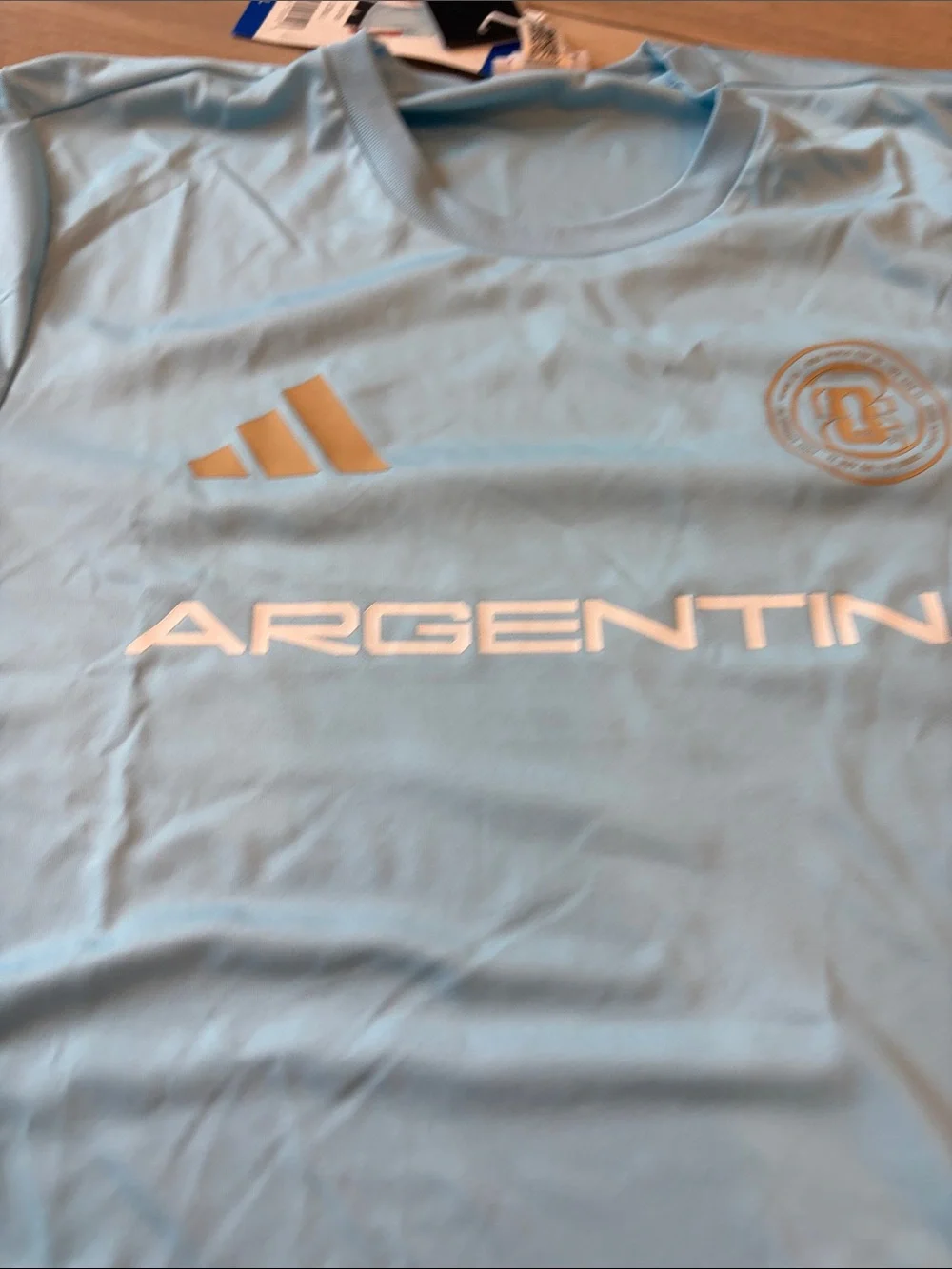 New Argentina Men's Light Blue Performance Tee by Adidas